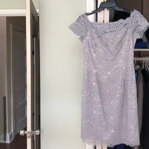 Adrianna Papell gray lace dress